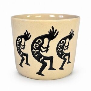 VTG Yesteryears Kokopelli Pottery Planter Cachepot Marshall TX Hand Turned 4.25"